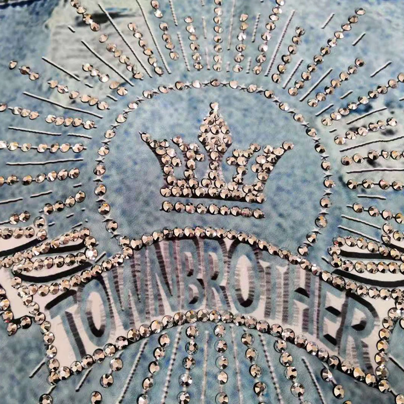 Повседневная синяя джинсовая куртка для девочек Длинный костюм с украшением в