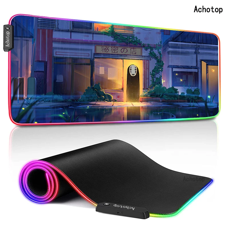 

Spirited Away Gaming Mouse Pad Computer Mousepad RGB Large Mouse Pad Gamer Mouse Carpet Mause Pad PC Desk Play Mat with Backlit