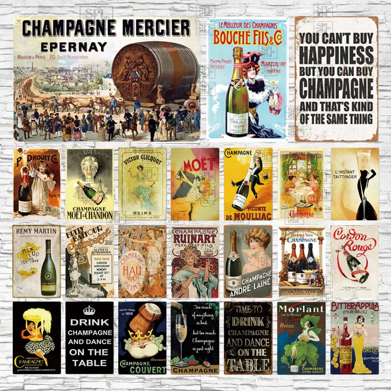 Металлический знак цвета шампанского табличка в стиле ретро бьюти-бар бутылка