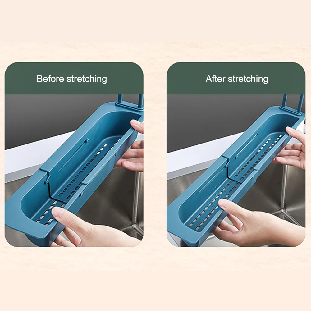 

Telescopic Sink Rack Holder Expandable Storage Drain Basket For Home Kitchen Household Adjustment Rack Home Kitchen Storage