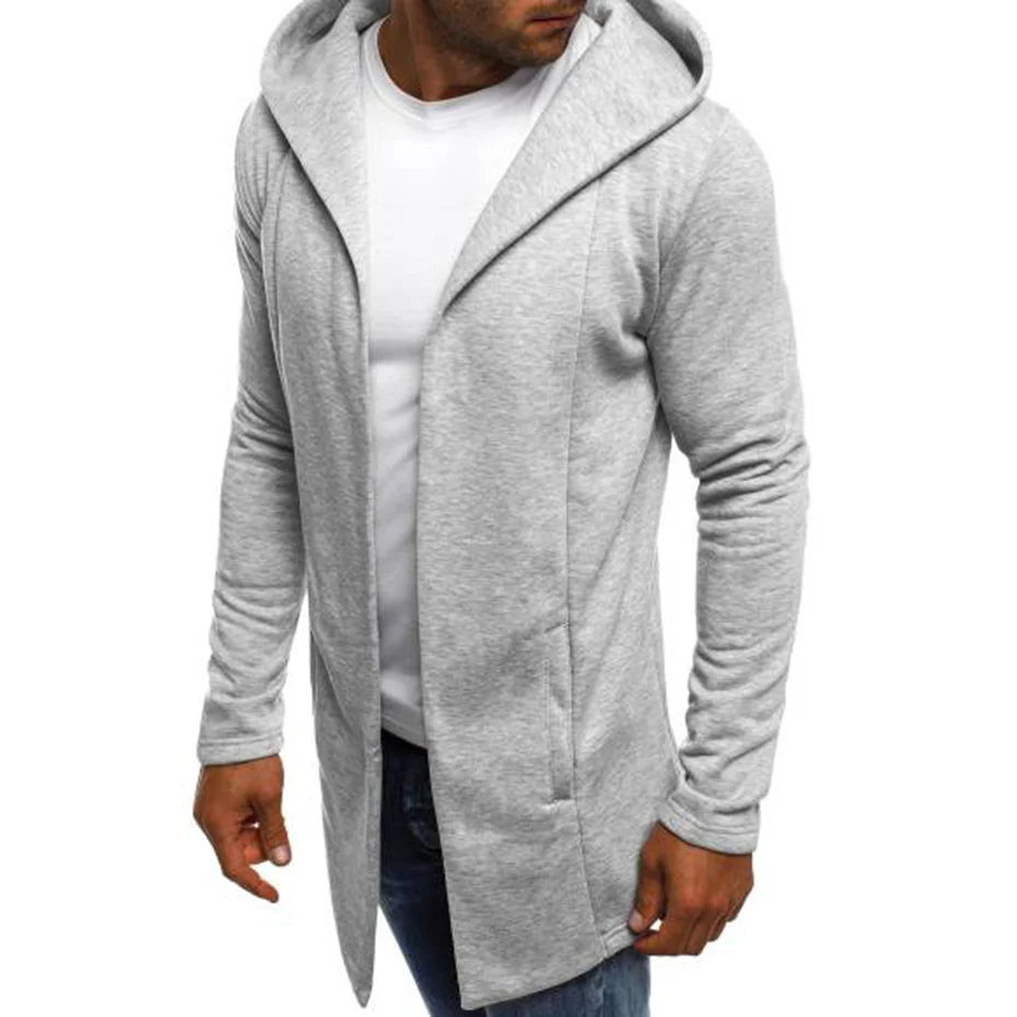 

ZOGAA Mens Hooded Sweatshirt Solid Color Long Cardigan Hoodies Streetwear Men Casual Spring Autumn Slim Fit Jacket Male Clothing