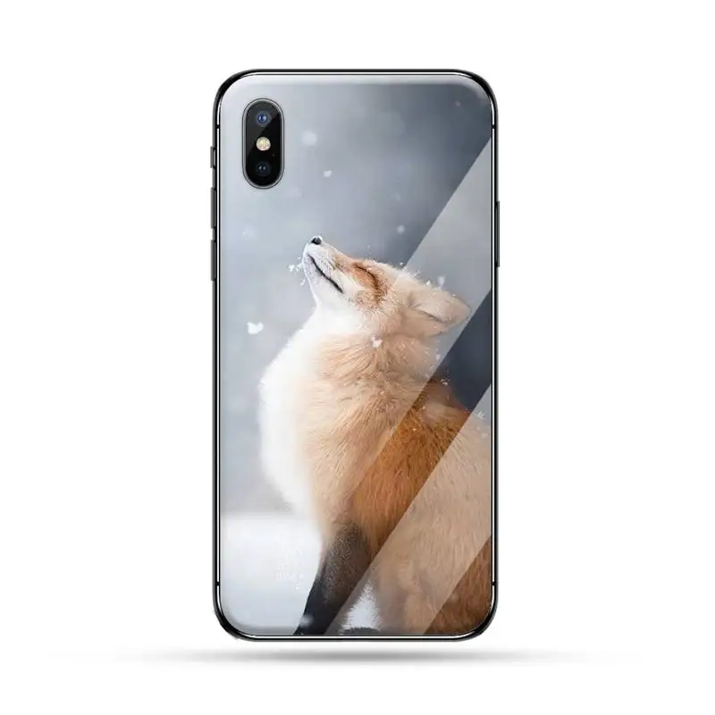

Fox cute forest animal Phone Case Tempered glass For iphone 5C 6 6S 7 8 plus X XS XR 11 PRO MAX Anti-fall mobile cover