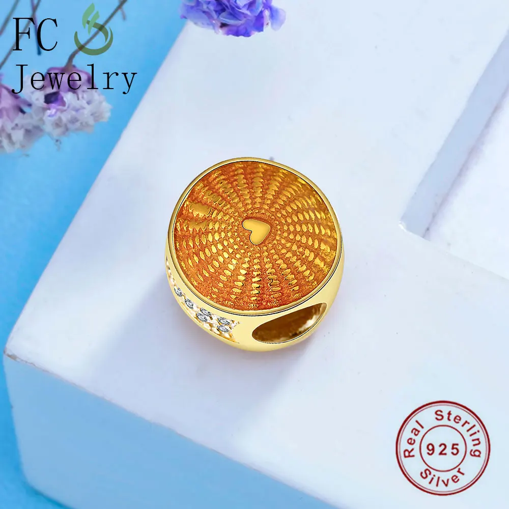 FC Jewelry Fit Original BrandCharms Bracelet 925 Silver European Gold Color Shine Rays Sunshine Beads Women Berloque DIY Gift | Украшения и
