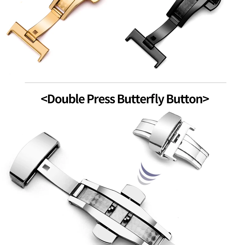 Часы-бабочка из нержавеющей стали, застежка на две кнопки, Раскладывающаяся застежка для ремешка часов 10 мм 12 мм 14 мм 16 мм 18 мм 20 мм 22