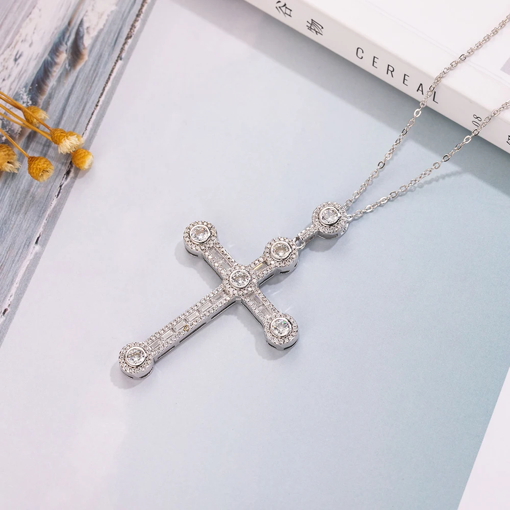Новинка изысканное ожерелье из серебра 925 пробы с подвеской в виде креста