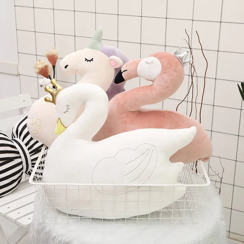 

Swan Unicorn Plush Toys Flamingo Child Cushion Kawaii Unicornio Soft Reading Pillow Cute Stuff plushies Toy Decorative Pillows