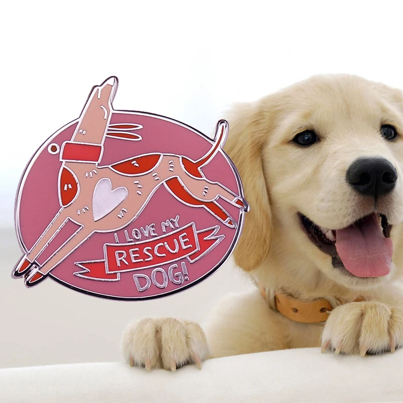 Булавка с надписью I Love My Rescue Dog милая возлюбленная сердцем брошь в виде щенка