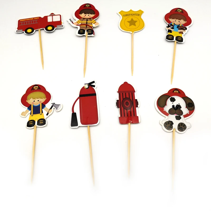 

24pcs/pack Sonic/Firemen/football/mermaid/Dinosaur/Cocomelon/Rainbow theme cupcake cake toppers with sticks Birthday Kids Favors