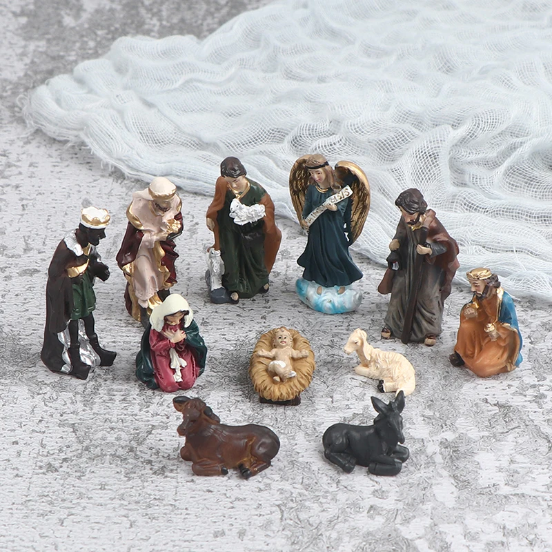 

11Pcs/Set Christ Birth of Jesus Ornament Nativity Scene Manger Decor Catholic Statue