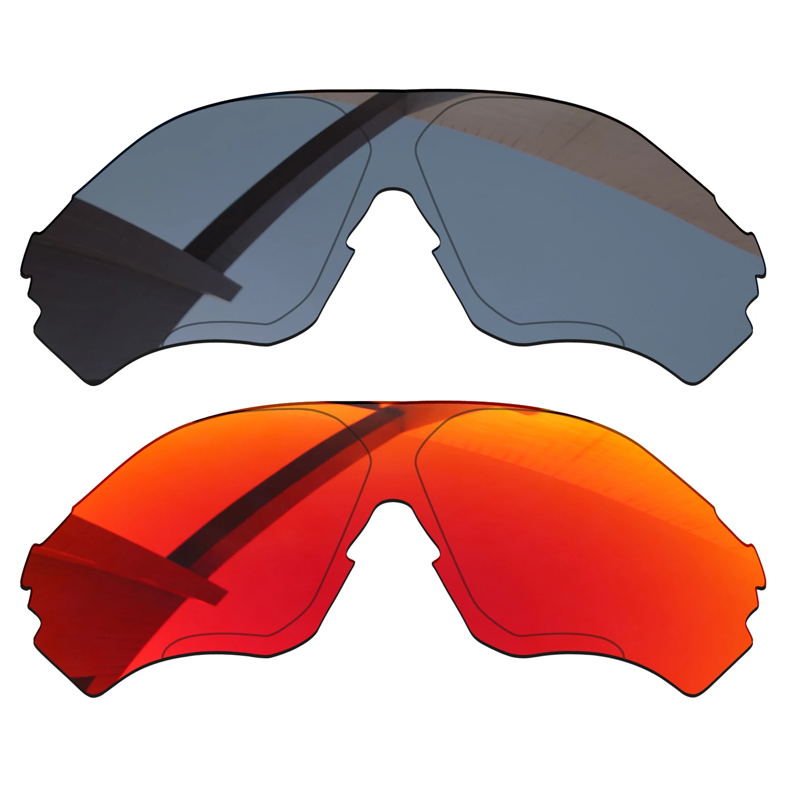 

Bsymbo 2 Pairs Agate Red & Sliver Grey Polarized Replacement Lenses for-Oakley EVZero Range OO9327 Frame