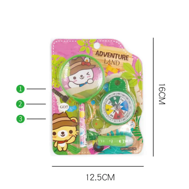 OOTDTY комплект увеличительных очков с компасом и фонариком игрушка для детей улицы