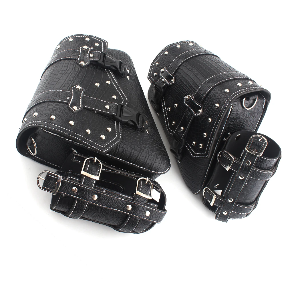 

Motorcycle Retro Leather Saddlebag Swingarm Solo Bag w/ Cup Holder For HD XL 883 Dyna Softail Scout Sixty Bobber Rebel R nineT