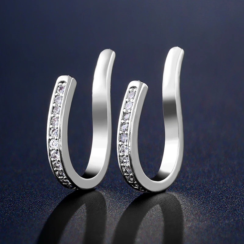 White Красивые серьги-Клипсы из кубического циркония AAA ZAKOL, хрящи, модные серьги-манжеты в виде листьев, Женские Ювелирные аксессуары FSSP3017 - Окраска металла: White
