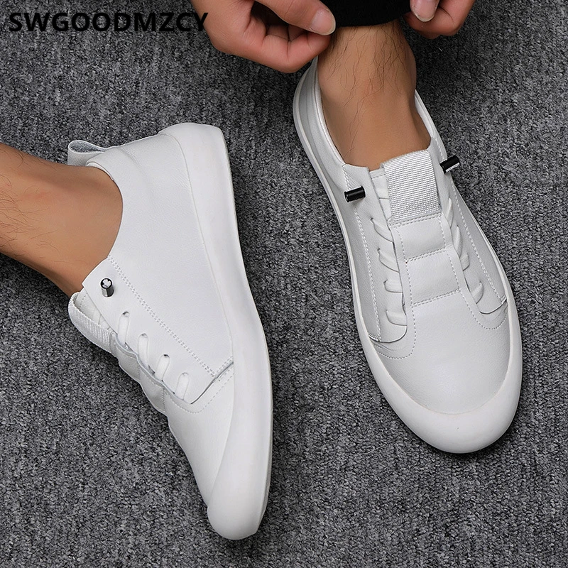 Роскошная мужская обувь лоферы из натуральной кожи белые кожаные кроссовки