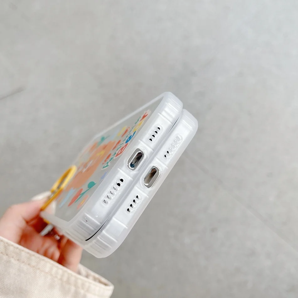 

Heart-shaped Camera Hole Case For iPhone 12 11 Pro XS Max XR 7/8 Plus 12Pro Cute Flower Bear Rabbit Print Soft TPU Protect Cover