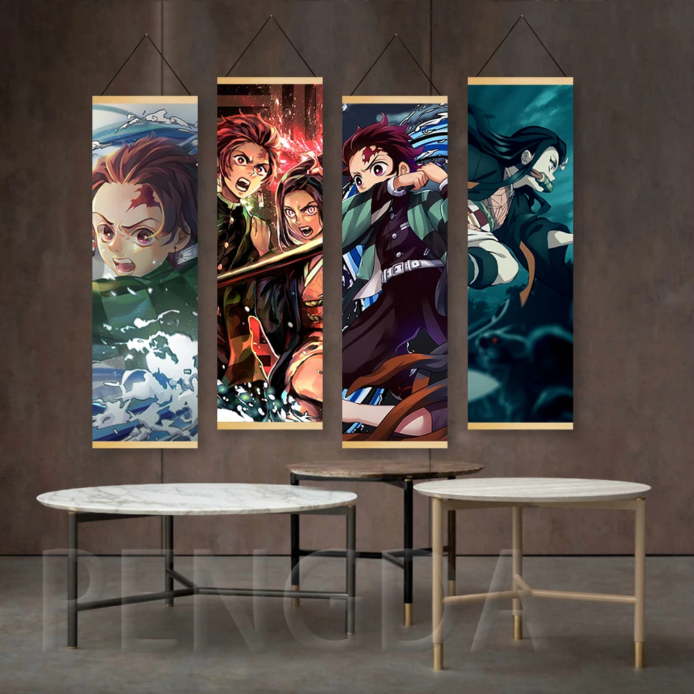 

Настенная живопись из массива дерева, аниме рассекающий демонов, раскрыватель, Настенная картина, Современный домашний декор для гостиной