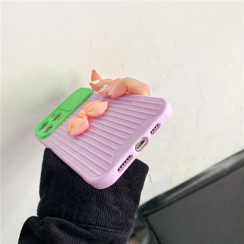 

Fashiono 3D Bow Phone Case For iPhone 12 MiNi 11 Pro Max X XR XS Max 7 8 Plus Shockproof Fashion Soft TPU Silicone Back Cover