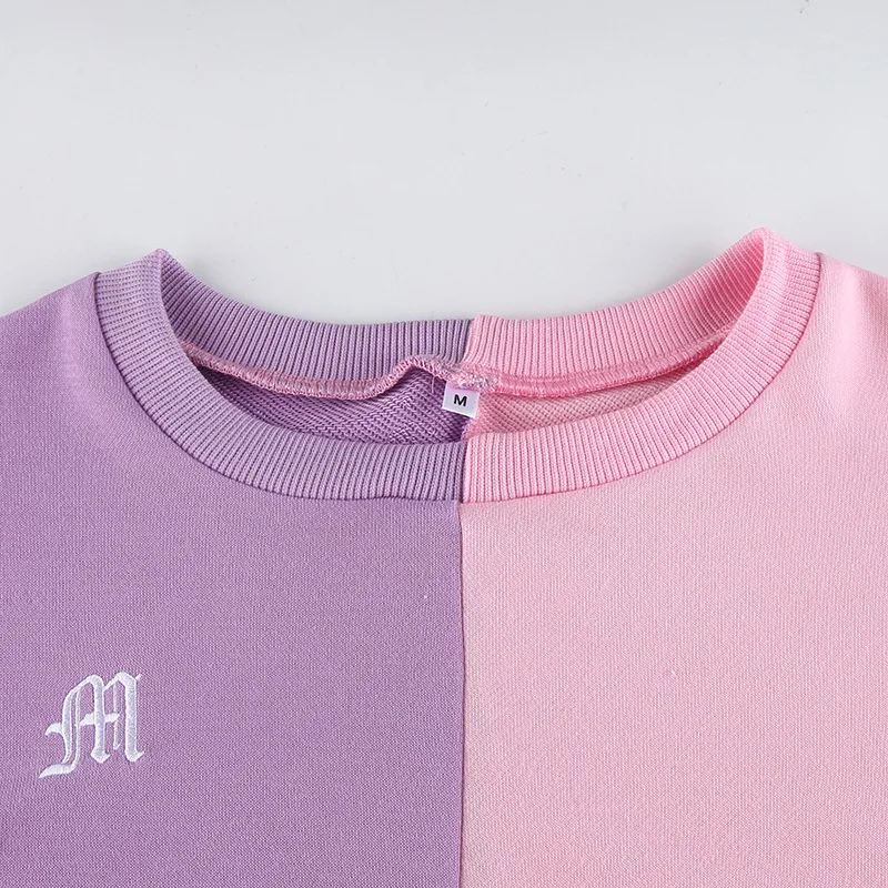 

SEASONS Color Contrast Casual Loose 2 Piece Sets Women Embroidery Pullover Sweatshirt Elastic Waist Pants Fashion Sets ASSU81554