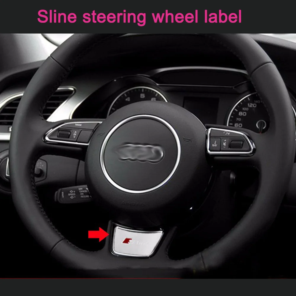 Автомобильный Стайлинг Sline из нержавеющей стали, руль автомобиля, логотип для Au di Sline A4 Q5, внутренняя отделка, модифицированные металлические наклейки для автомобиля