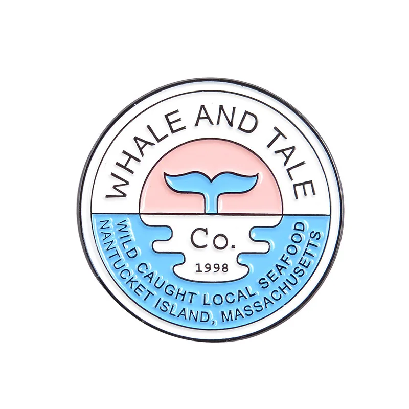 

Creative Enamel Round Pins WHALE AND TALE Advocate The Protection Of Marine Collection Commemorative Badge Brooch