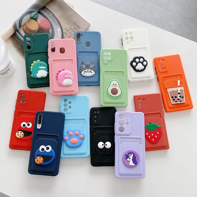 Cartoon Card Slot Holder Phone Case For Samsung Galaxy A20E A10S A12 A21 A21S A31 A42 A02 A11 A82 M51 M31S M30S M51 A02s Cover