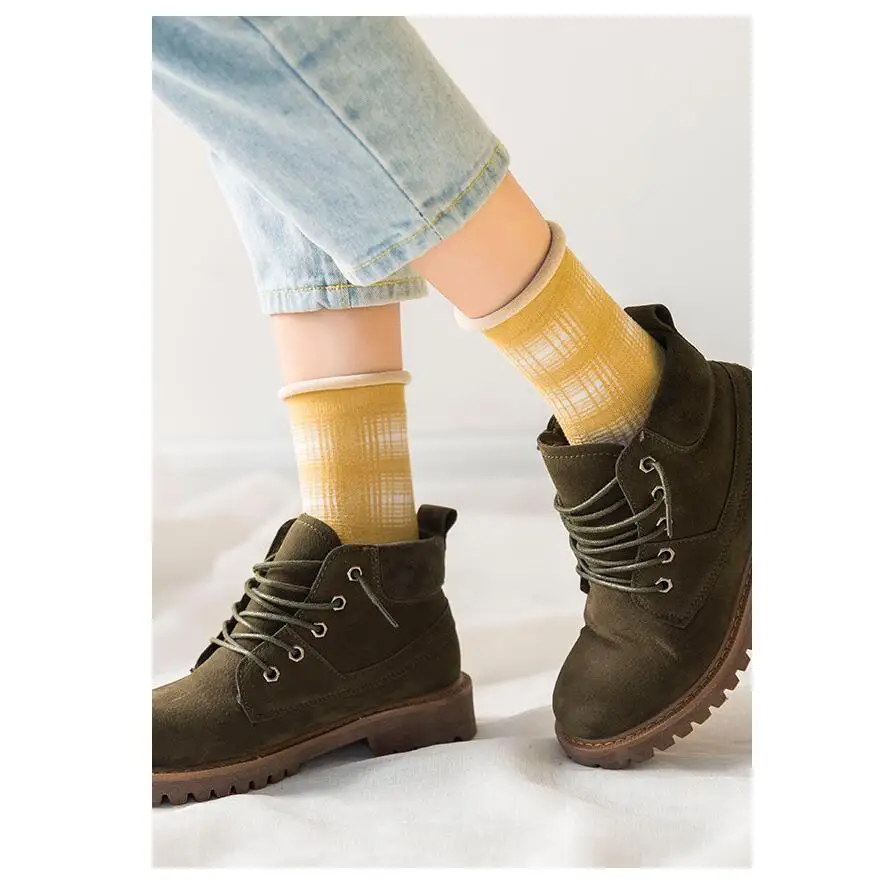 

Носки женские, хлопковые, в клетку, короткие, 5 пары/Лот AL178SC