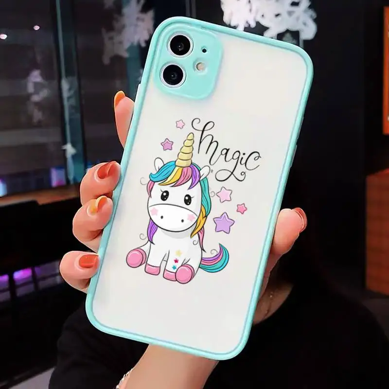 

Unicorn cute cartoon design Phone Cases matte transparent For iphone 7 8 11 12 plus mini x xs xr pro max cover