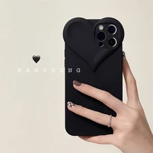 Fashion Cool Black Love Heart Phone Case For iPhone 13 Pro Max 12 11 XR XS Max 7 8 Plus Dustproof Soft TPU Shockproof Back Cover