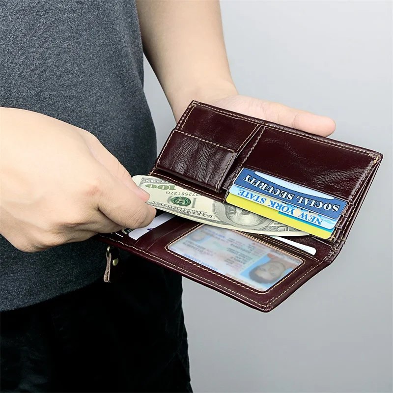 JMD Real Cow Leather RFID Blocking Short Wallet Men's Card Holder Credit Protect R-8122Q | Багаж и сумки