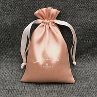 100pcs silk gift bags satin drawstring pouches for hair packaging jewelry cosmetic party candy storage sachets print logo custom