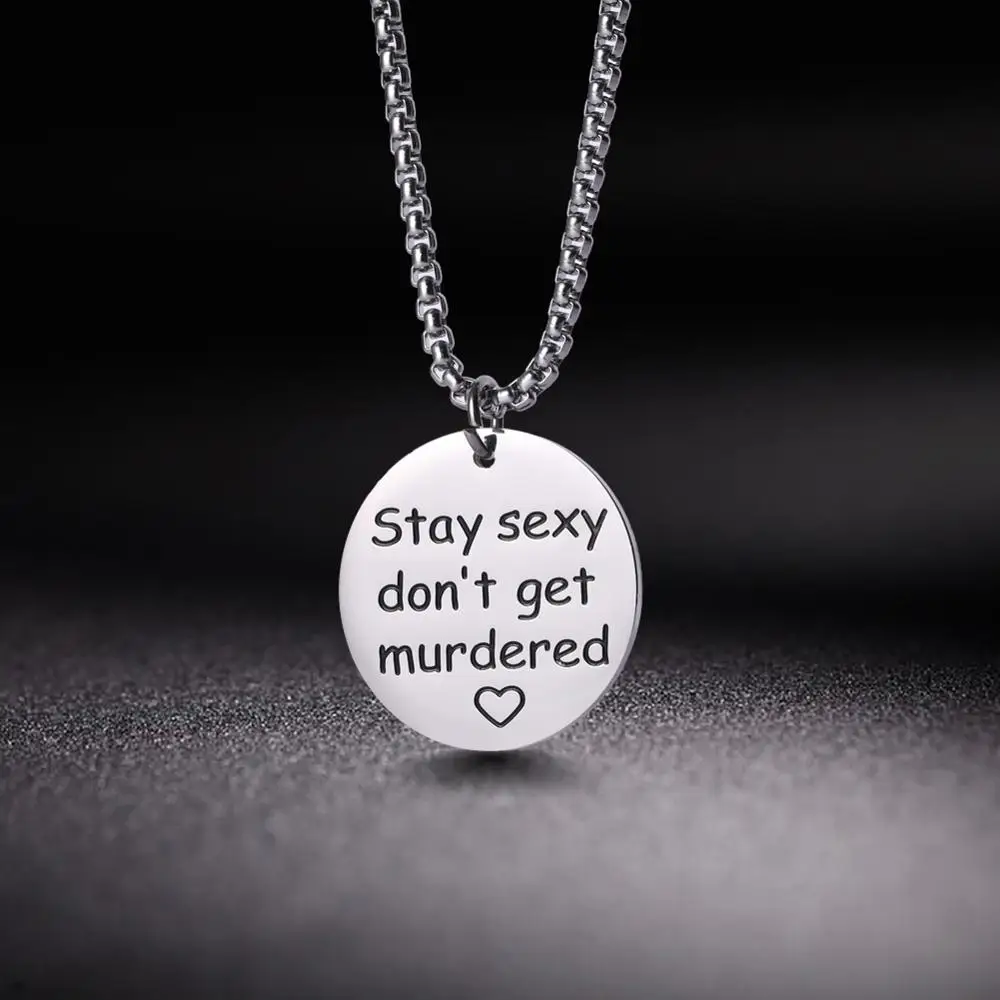 

Женское серебристое ожерелье My Shape, ожерелье из нержавеющей стали, цепочка в коробке, Круглый Кулон, Модная бижутерия, надпись «не убивать»