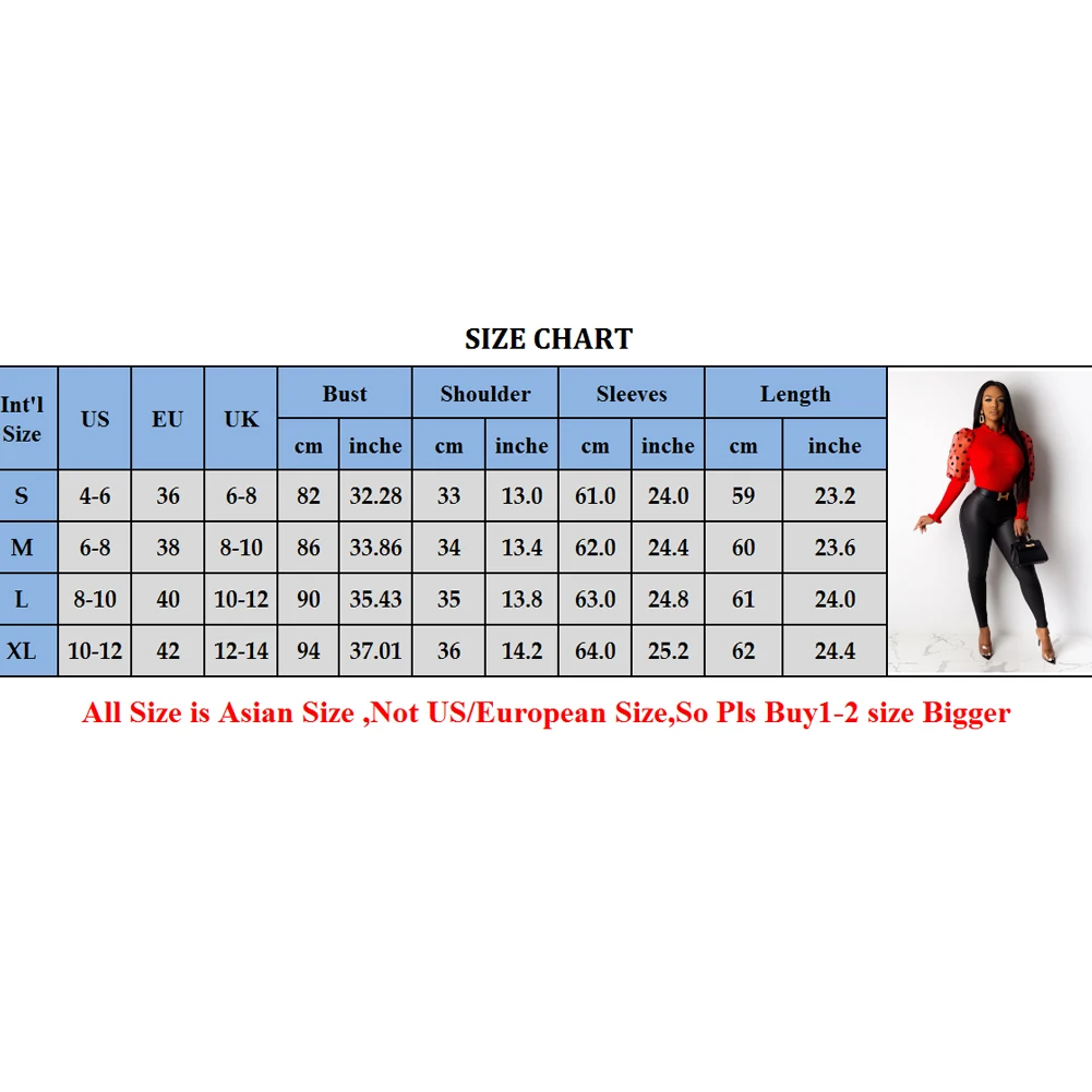 

2020 Women's Sheer Mesh Polka Dot Long Puff Sleeve T-shirt Tops Slim Fit Sweater Pullover Autumn Spring Casual Blouse Shirt