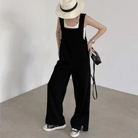 summer thin draped jumpsuits women korean loose straight leg overalls woman fashion baggy black jumpsuit plus size