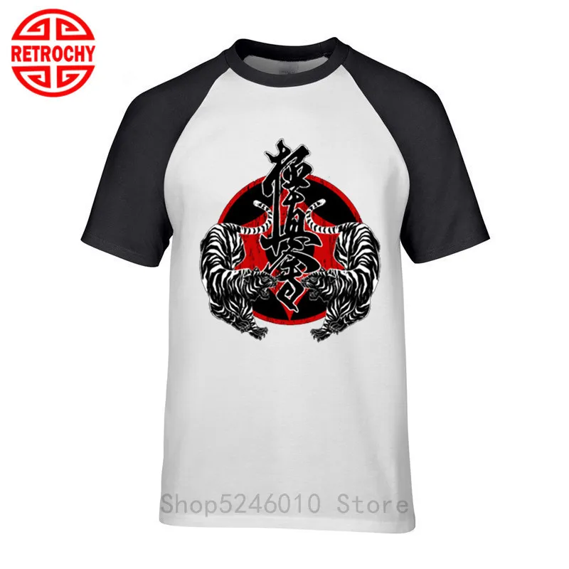 Футболка Shotokan Karate новинка Kanji винтажная Kyokushin Tiger Мужская футболка с коротким
