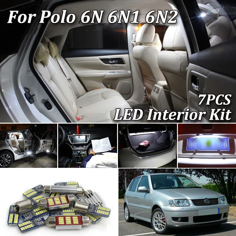 7 шт. светодиодный светильник Canbus для салона автомобиля белый Volkswagen VW POLO 6N 6N2 1995-2001