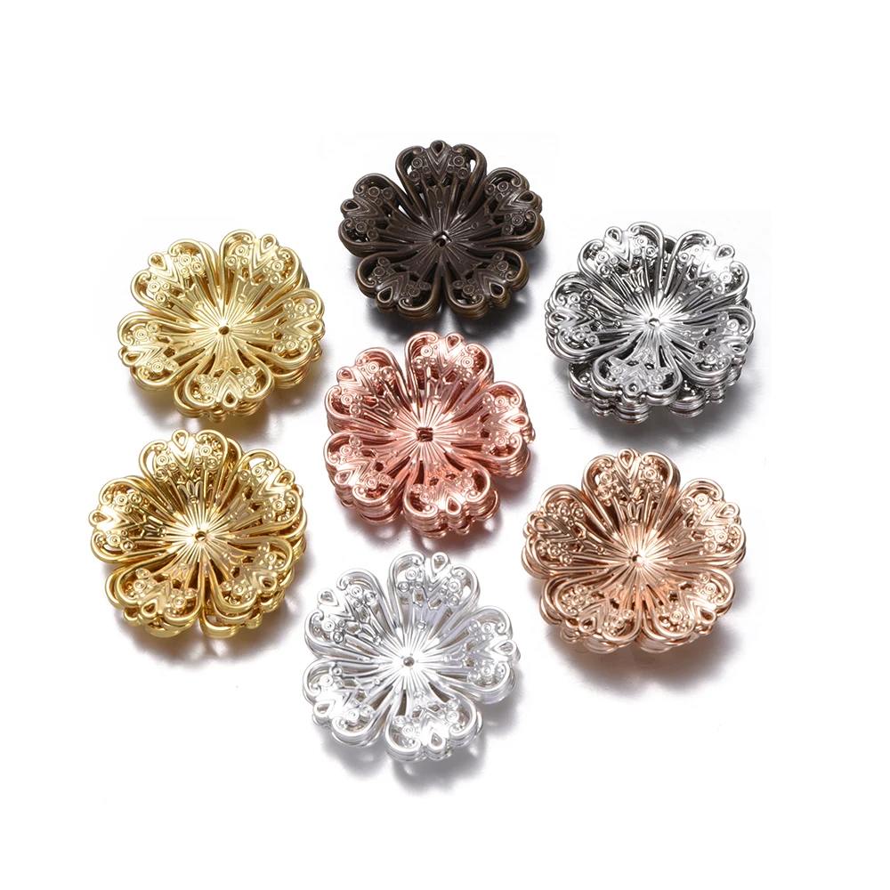 

10pcs/lot 32mm flower spacer beads caps for DIY jewelry handmade brass material