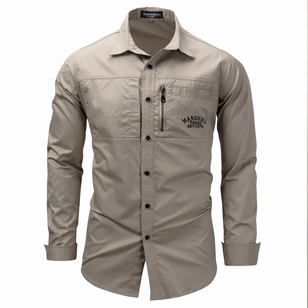 

New Men's Slim Fit Dress Shirts Masculina Business Long Sleeve Army Casual Turn Down Neck Shirt Autumn Denim Shirt European size