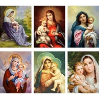 5d diy diamond painting virgin and child cross stitch embroidery mosaic full square round drill wall decor handcraft gift