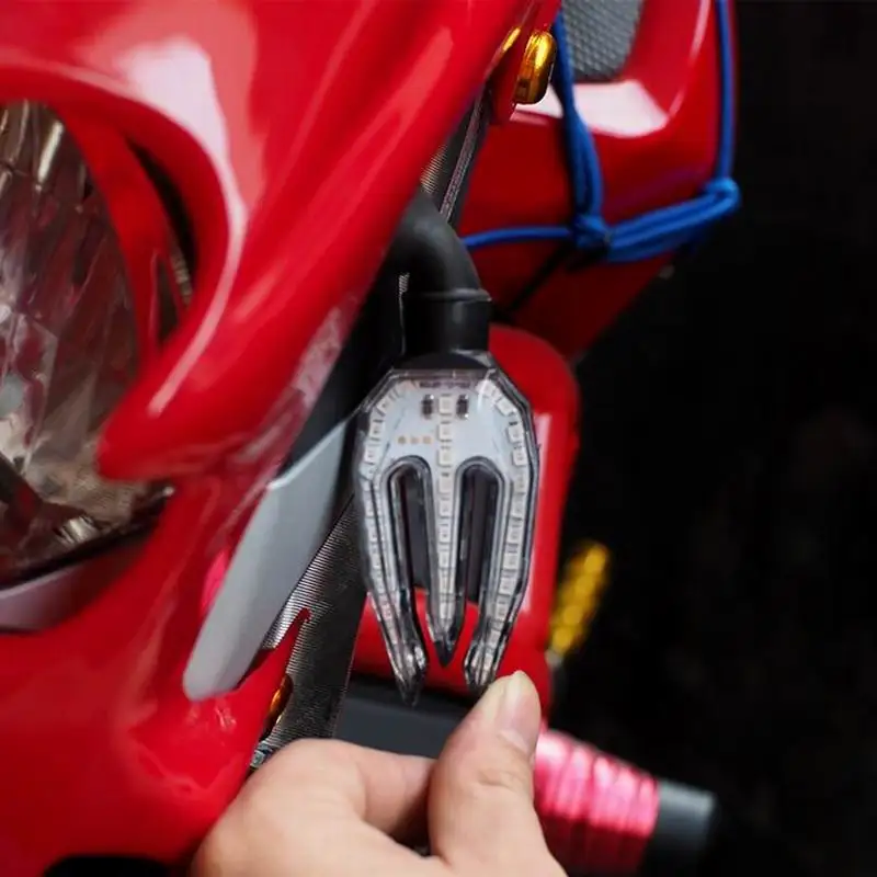 

2 Pcs Motorcycle Led Warning Lights Universal 12v Outdoor Flashing Rear Blinker Lamp Bendable Blinker Turn Signal Accessories