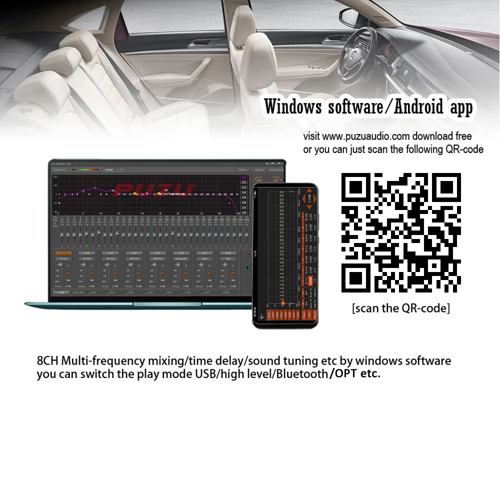 $323.19 PUZU PZ-X4800S 6core 32bit 8CH with power Car Audio DSP Digital signal processor built in amplifier 8X150W support BT5.0 OPT