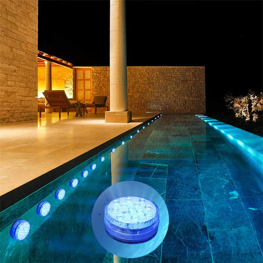 

New RF Remote 13 LED RGB Submersible Light 16 Colors Underwater Lights Swimming Pool Decorative Lights With Magnet & Suction Cup