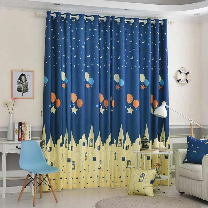 Корейская детская комната синие Мультяшные шторы для гостиной столовой спальни