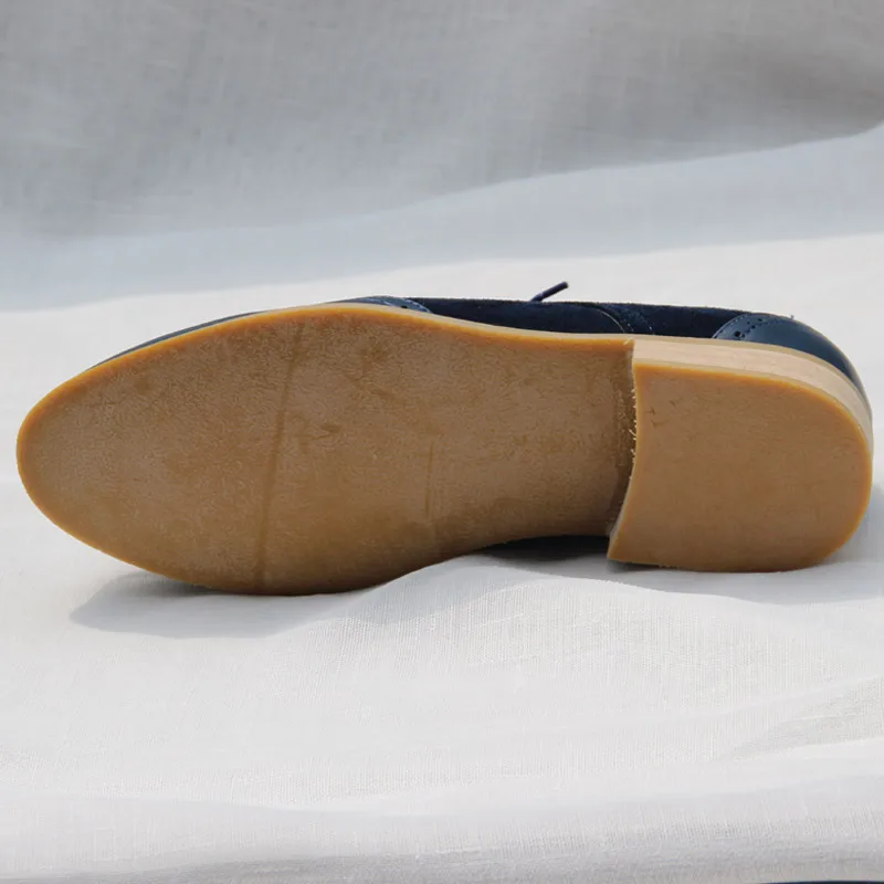 Сезон весна Новинка С круглым носком на толстом каблуке Туфли плоской подошве с