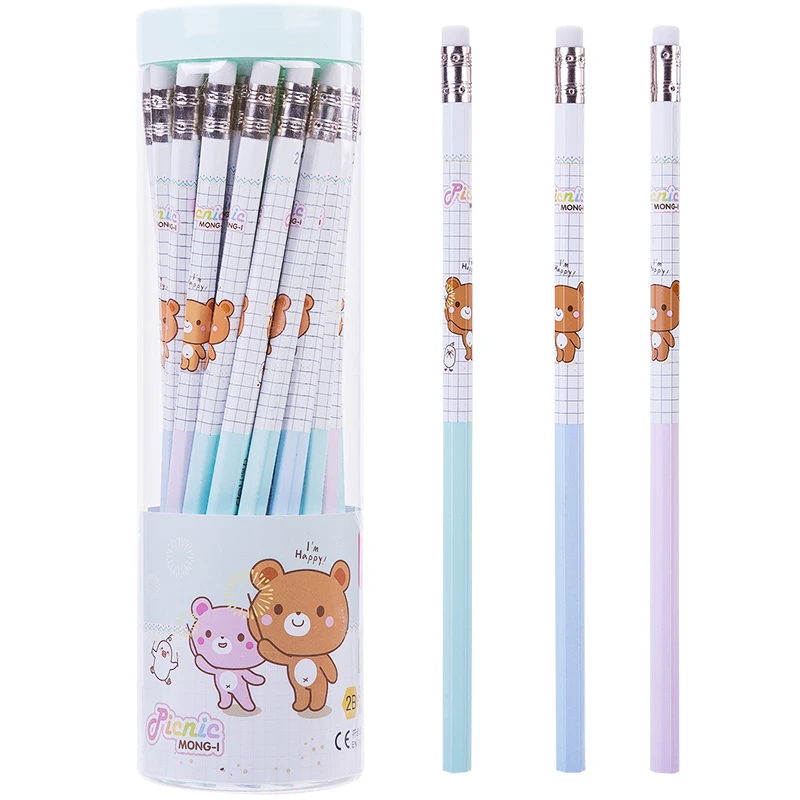 

Deli 30pcs/pack Cartoon Bear 2B Kids Writing Pencils with Rubber Drawing Pencil for School Supplies Stationary Graphite 58134