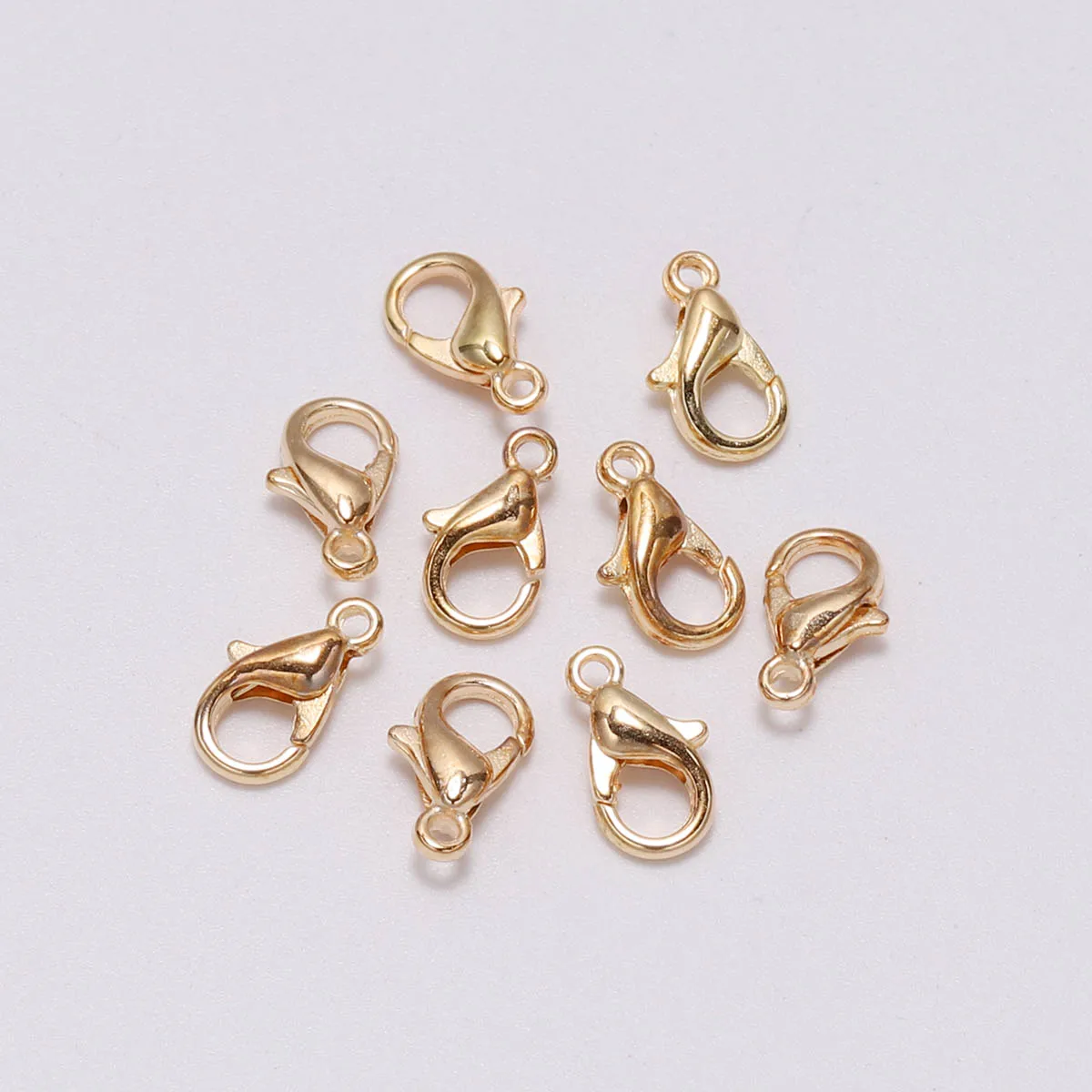 KC Gold 50 шт./лот, 10*5 мм, фурнитура для ювелирных изделий, застежка-карабин, крючки, серебро, золото, черный разъем для ожерелья, браслет цепь, изготовление ювелирных изделий - Цвет: KC Gold