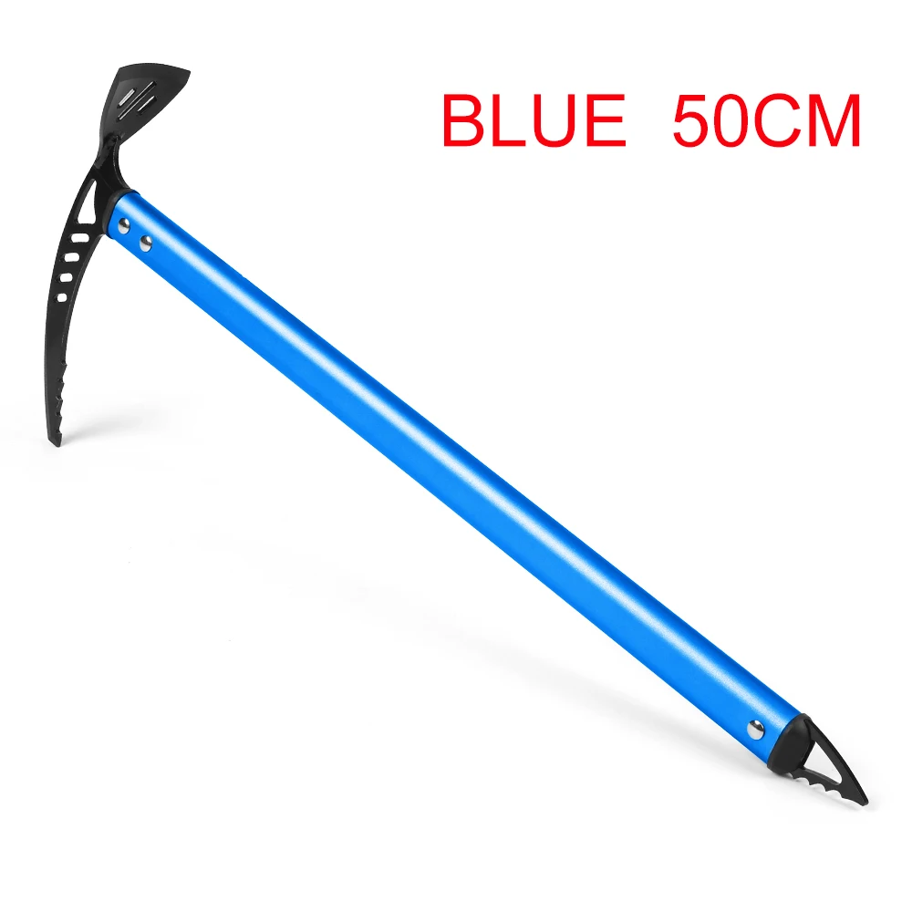 Blue 50cm Ледоруб легкий тактический анодированный алюминиевый дизайн самозадержка для пеших прогулок ледник Снежный топор ручные инструменты Зимний спорт - Цвет: Blue 50cm