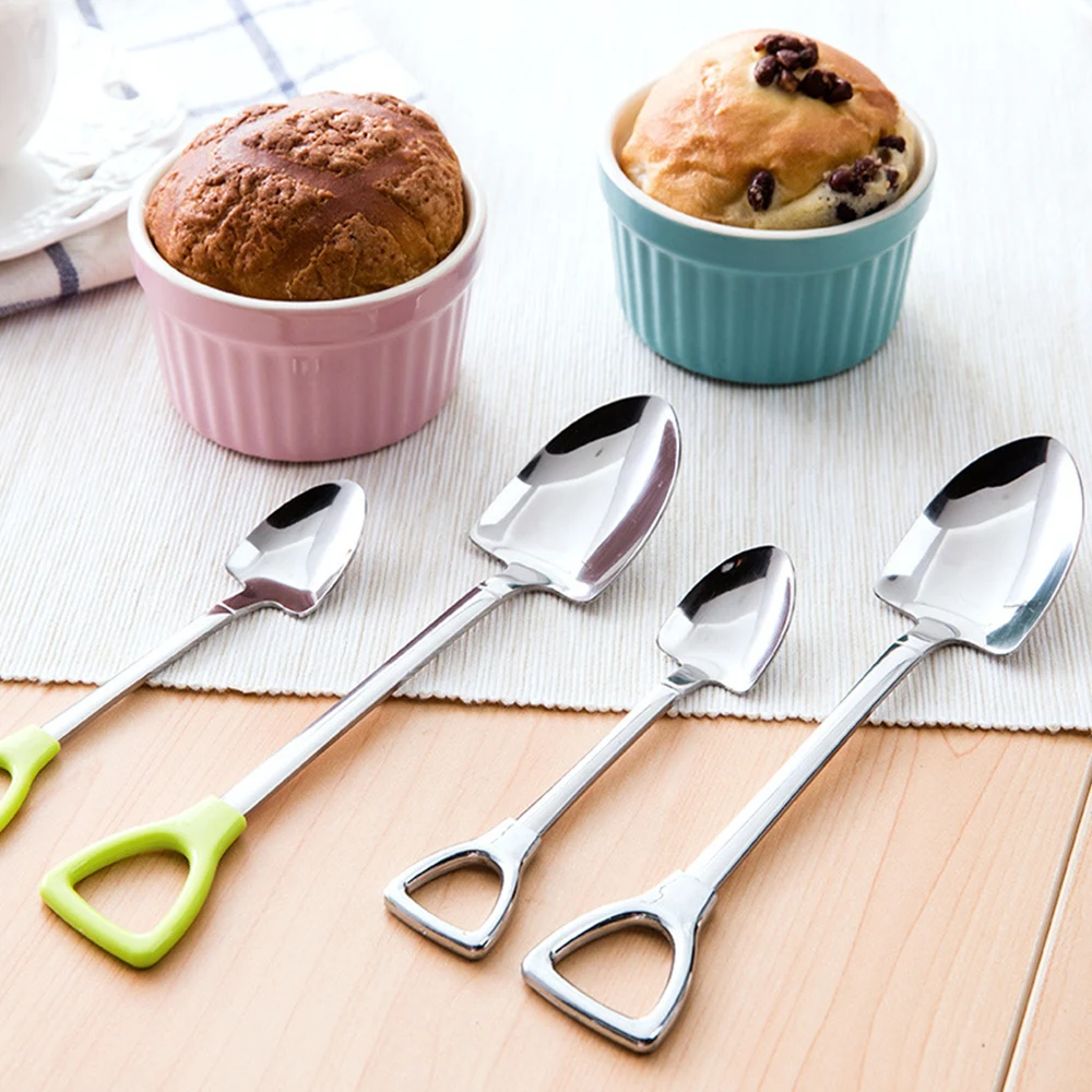 Shovel Stainless Steel Dessert Spoon Fork Set Tea Ice Cream Coffee Spoons new | Дом и сад