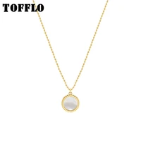 tofflo stainless steel jewelry fairy mirror white sea shell pendant necklace womens simple clavicle chain bsp814