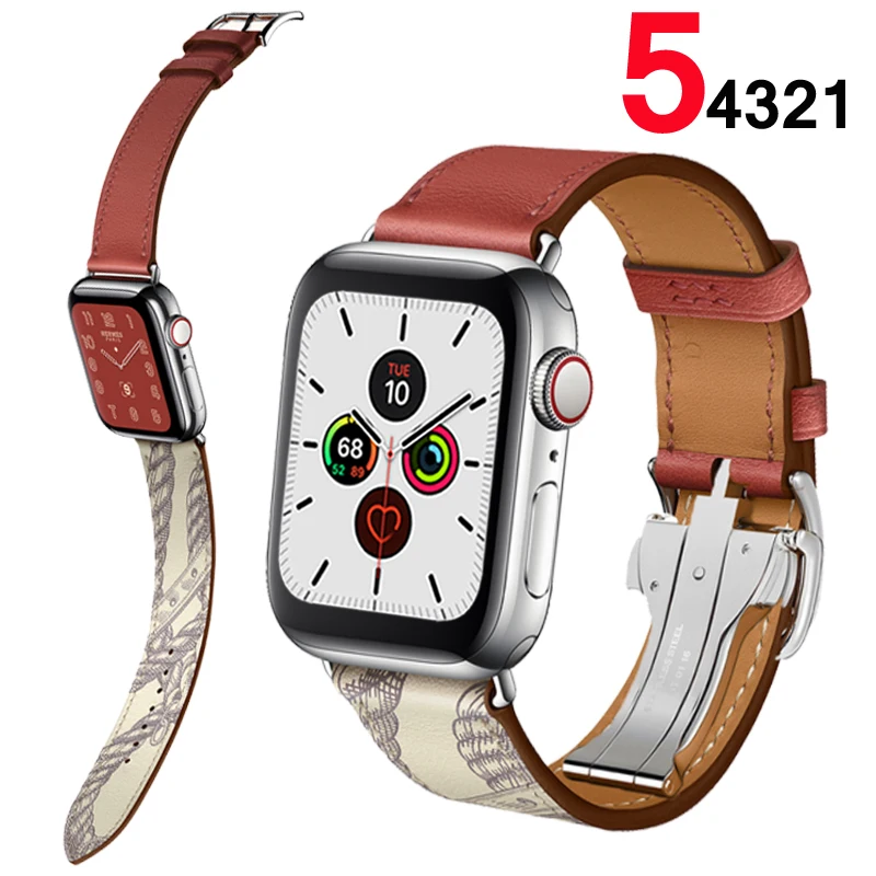 Кожаный ремешок для apple watch band 5, 4, 44 мм, 40 мм, correa iwatch 3, 2, 42 мм, 38 мм, браслет с пряжкой, аксессуары для apple watch