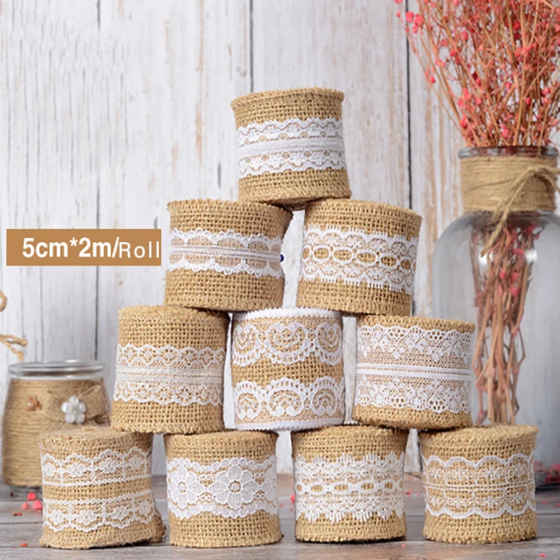 5 см * 2 м джутовая лента из мешковины в рулонах кружевная для домашнего декора